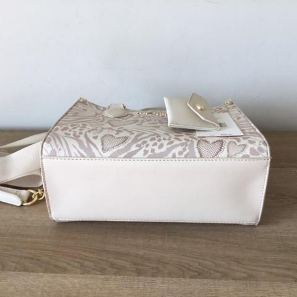 Betsey Johnson Pink and Cream Patterned Crossbody Satchel - Picture 8 of 11